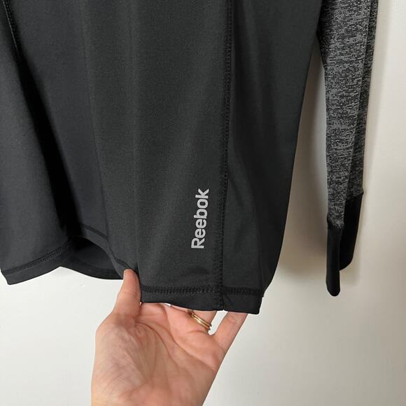 Reebok Women's Athletic Pullover Top M Black & Gray Funnel Cowl Neck Long Sleeve - Picture 7 of 10